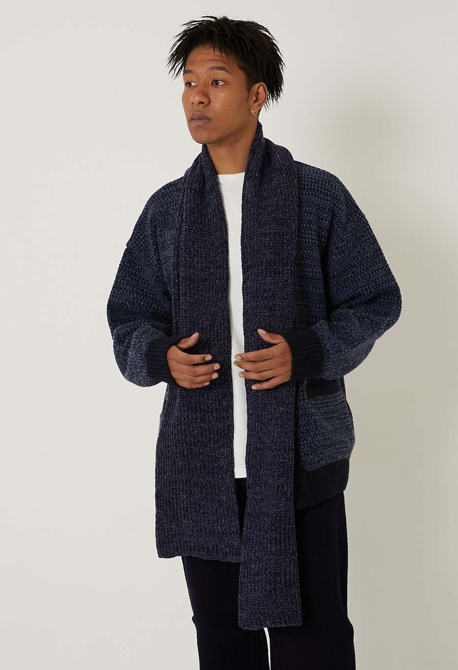 Dimlite Nep Rib Knit Muffler - NAVY