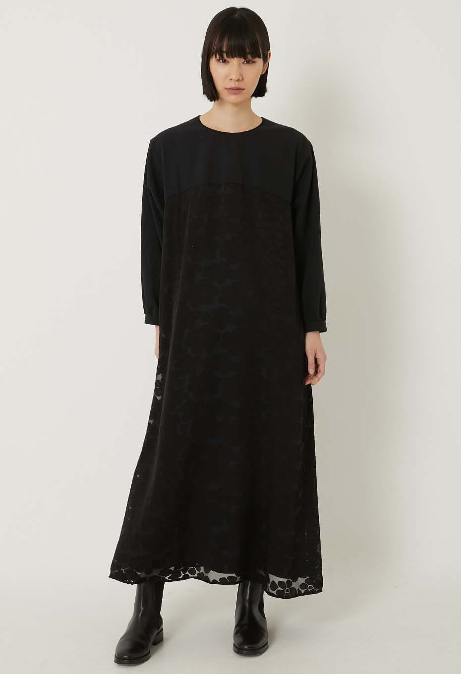 スカシモヨウ プルワンピース - BLACK