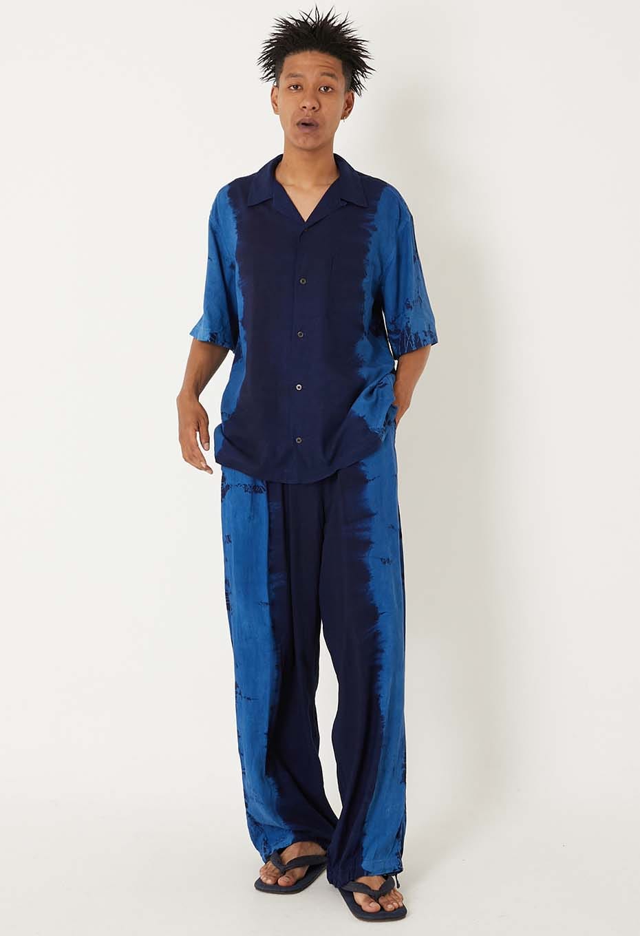 Aigasaneshibori Linen Easy Pants - INDIGO