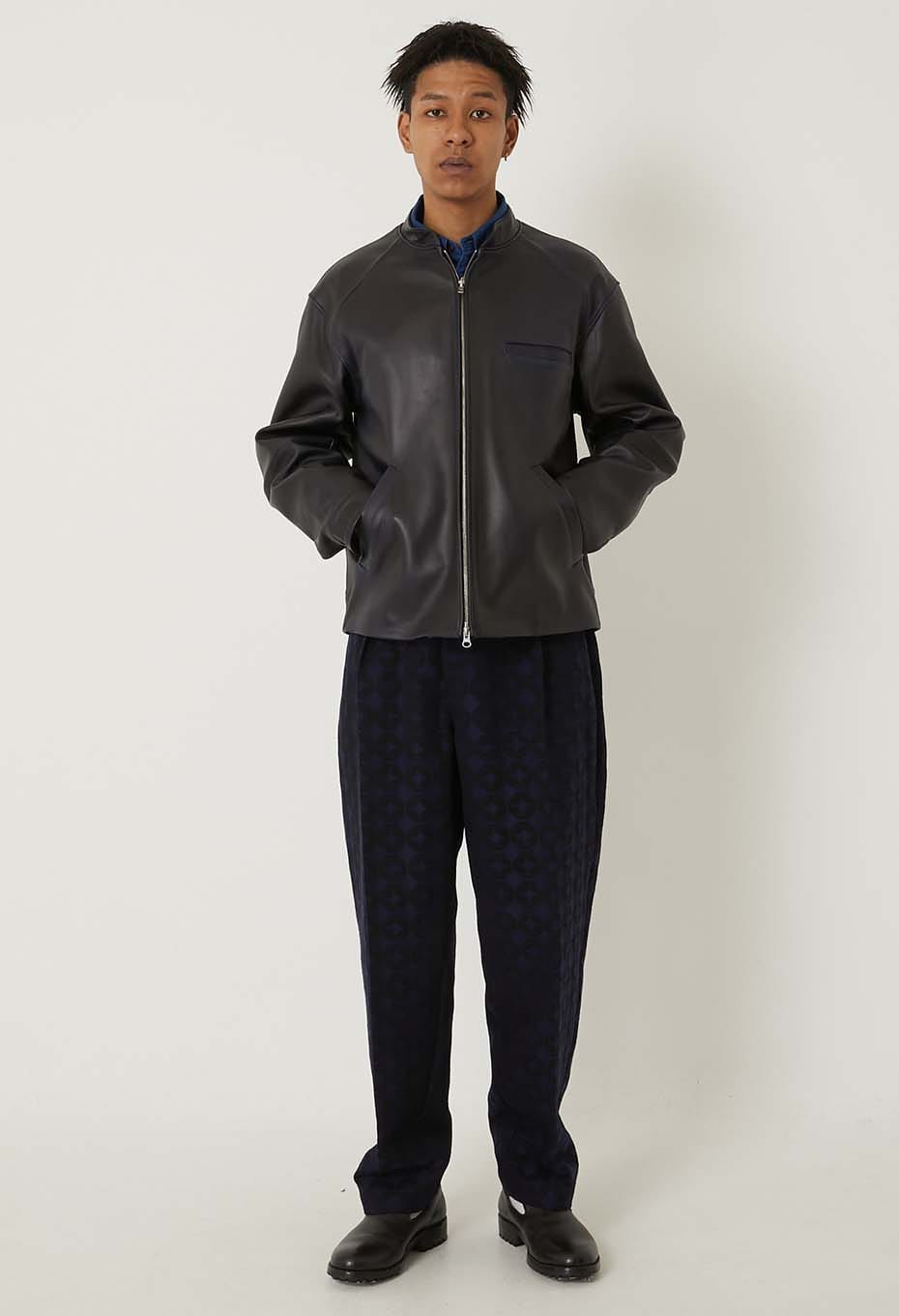 Indigo sheep leather single rider jacket - INDIGO