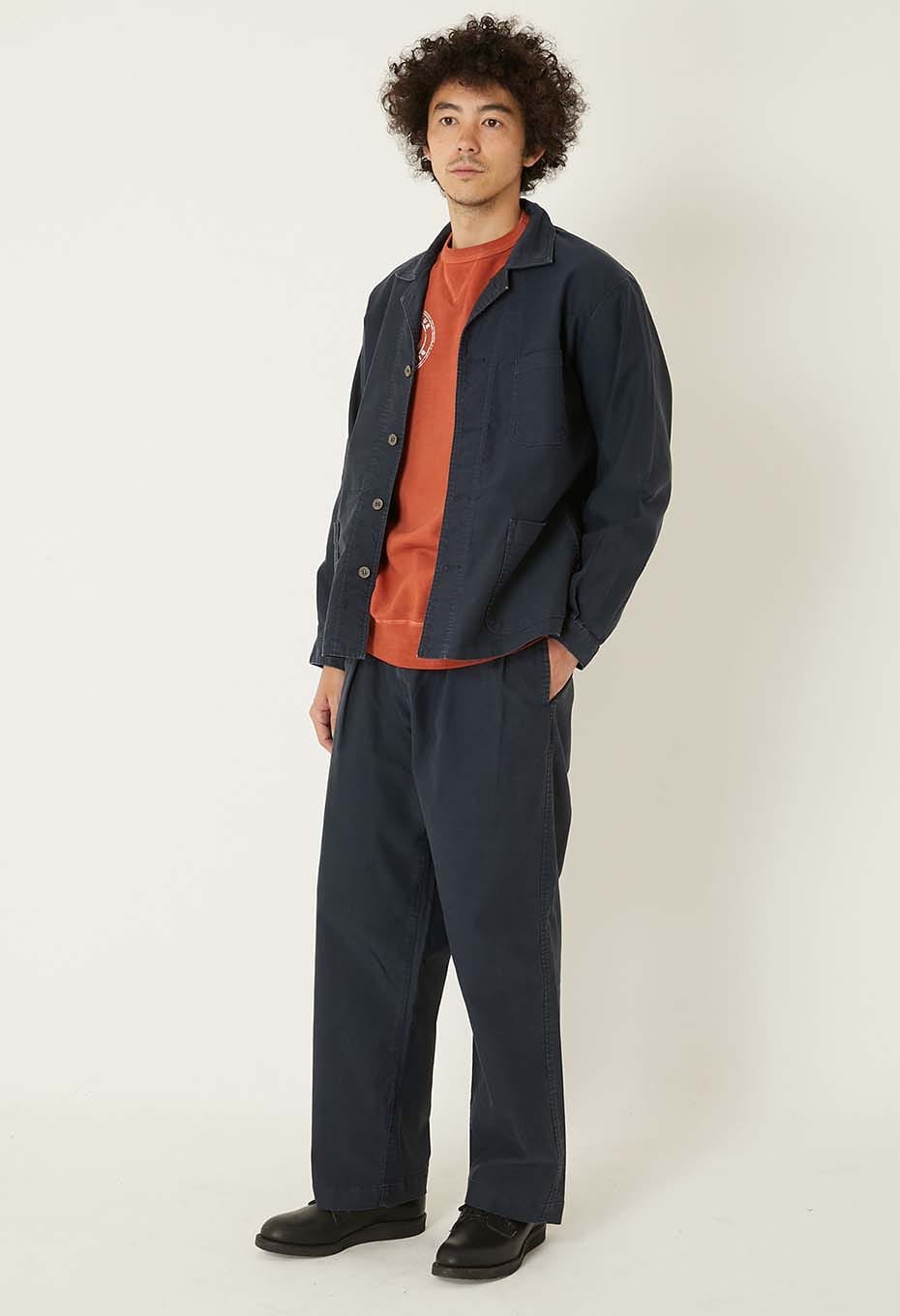 ライトジャーマンクロス 2タックトラウザーズ - NAVY