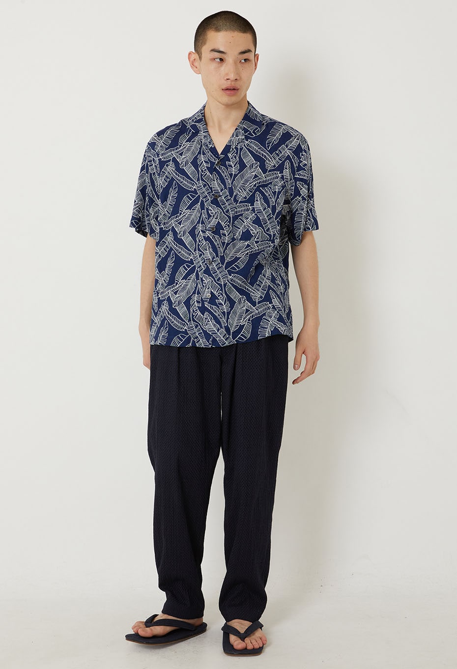 Indigo linen bashobassen short sleeve shirt - INDIGO