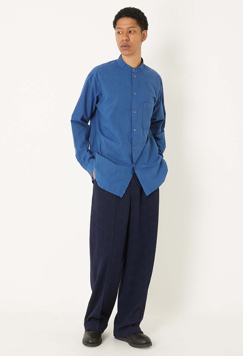 オーガニックブロード ホンアイテゾメ スタンドカラーロングスリーブシャツ - INDIGO