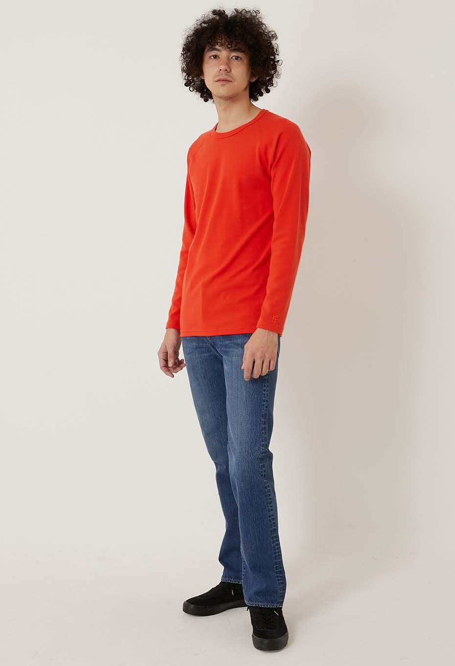 ストレッチフライス ロングスリーブ Tシャツ - ORANGE