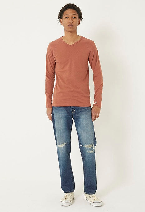 ストレッチフライス Vネックロングスリーブ Tシャツ - COCOA