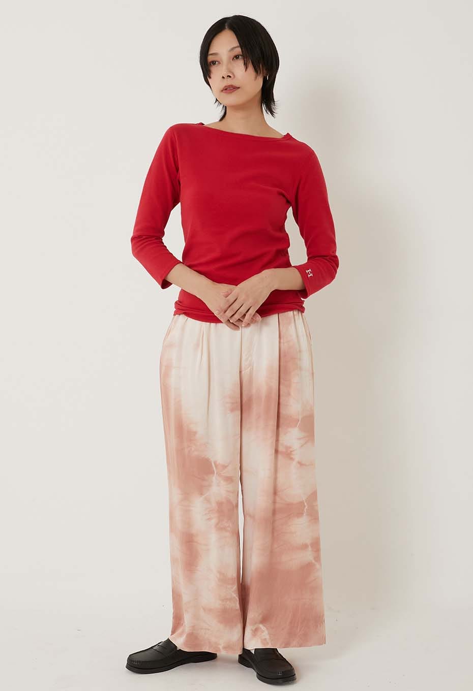 ストレッチフライス ボートネック ハーフスリーブ Tシャツ ウィメンズ - RUBY