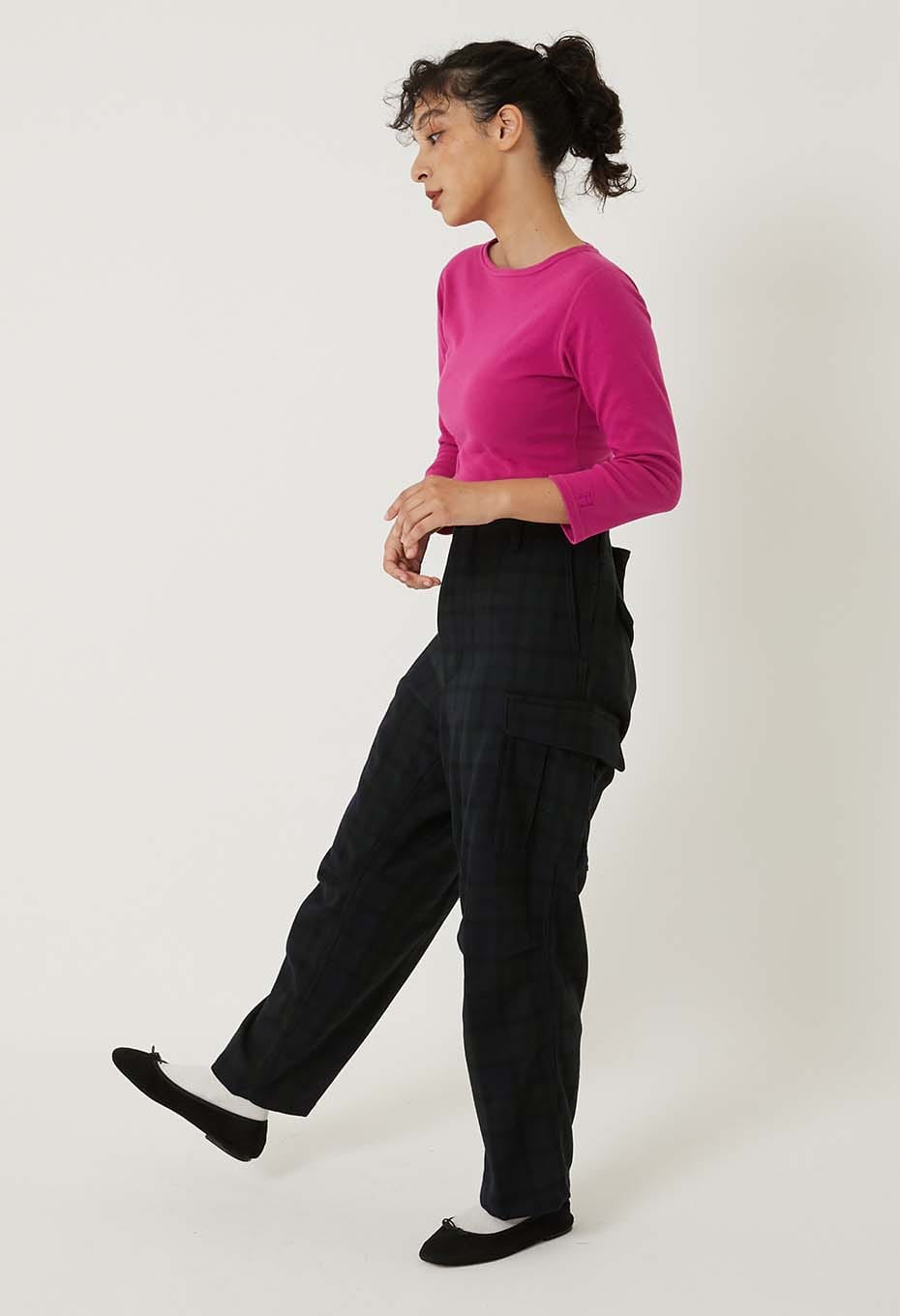 ストレッチフライス ボートネック ハーフスリーブ Tシャツ ウィメンズ - DARK PINK