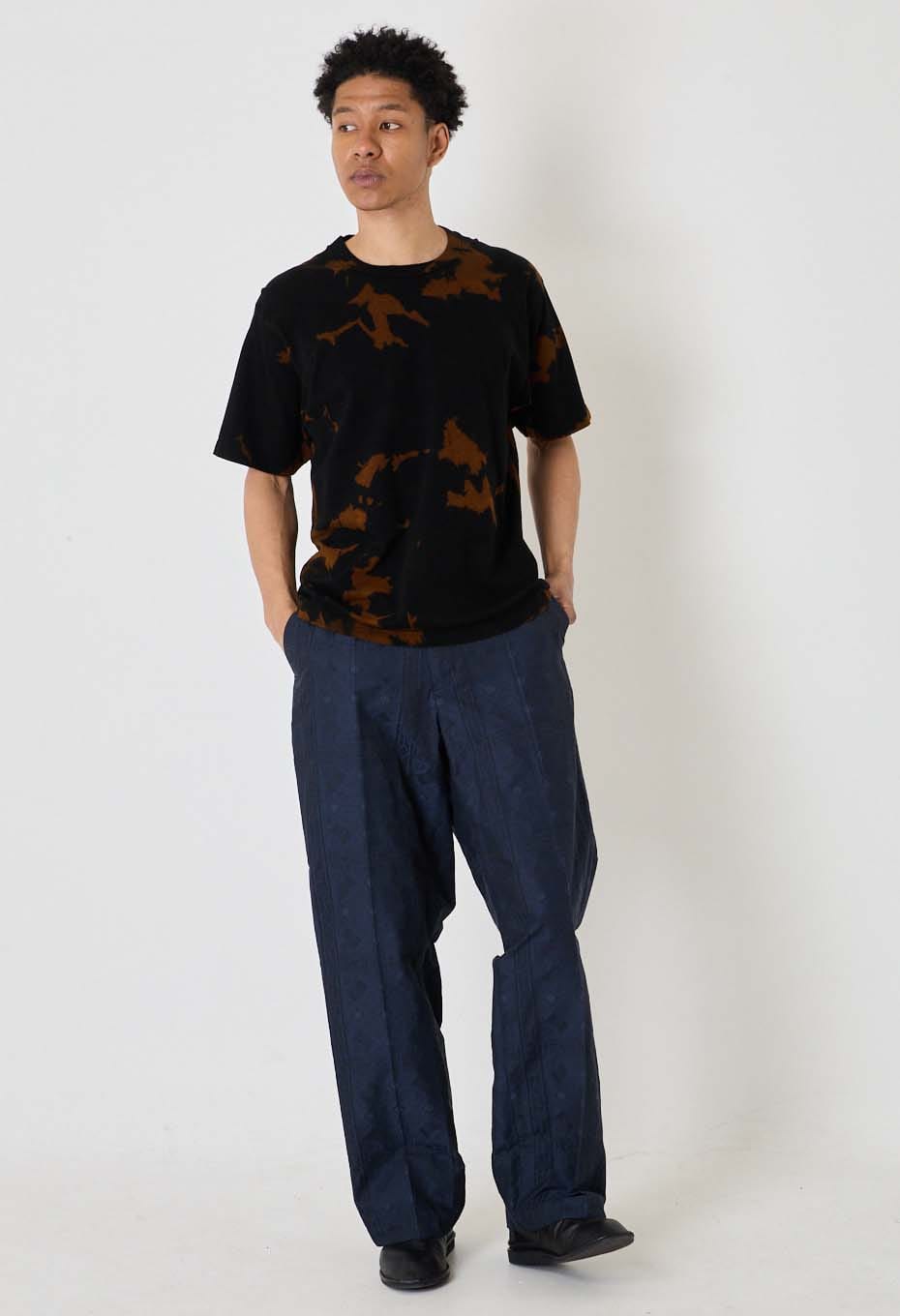 オーガニックコットン テシボリ バッセン ショートスリーブＴシャツ - BLACK