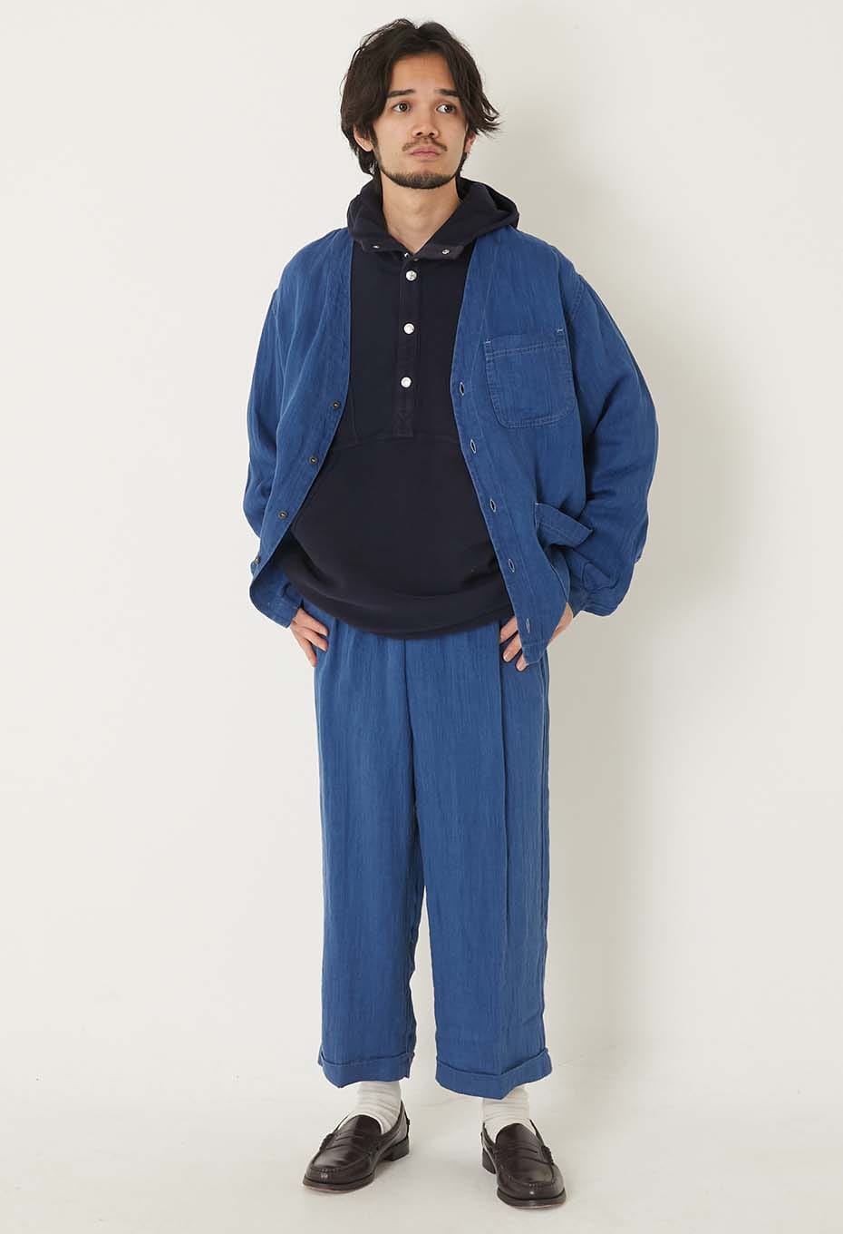 インディゴリネン ハイカウントツイル 2タックワイドトラウザーズ - INDIGO