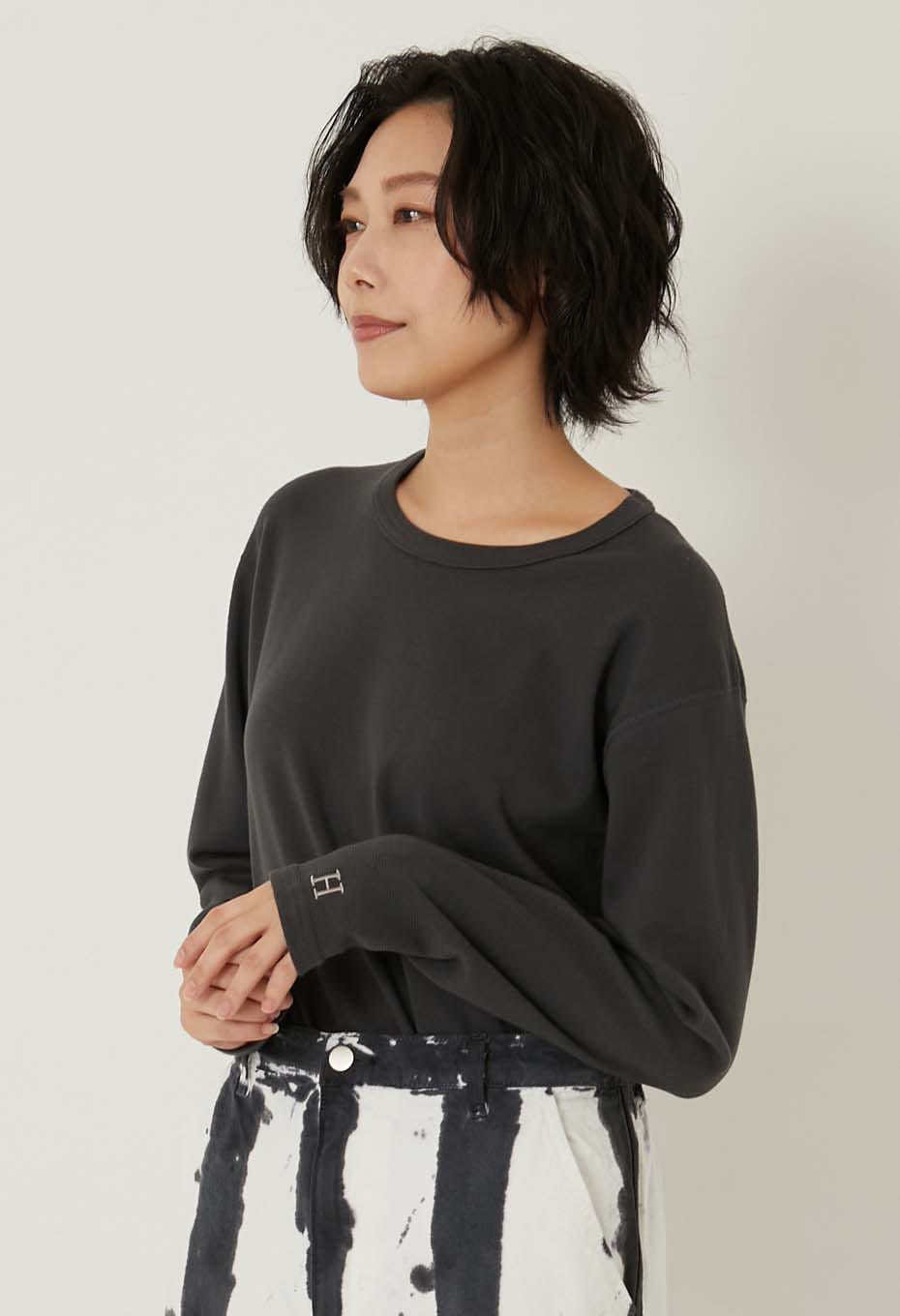 ストレッチフライス コンフォータブル ロングスリーブ Tシャツ - CHARCOAL