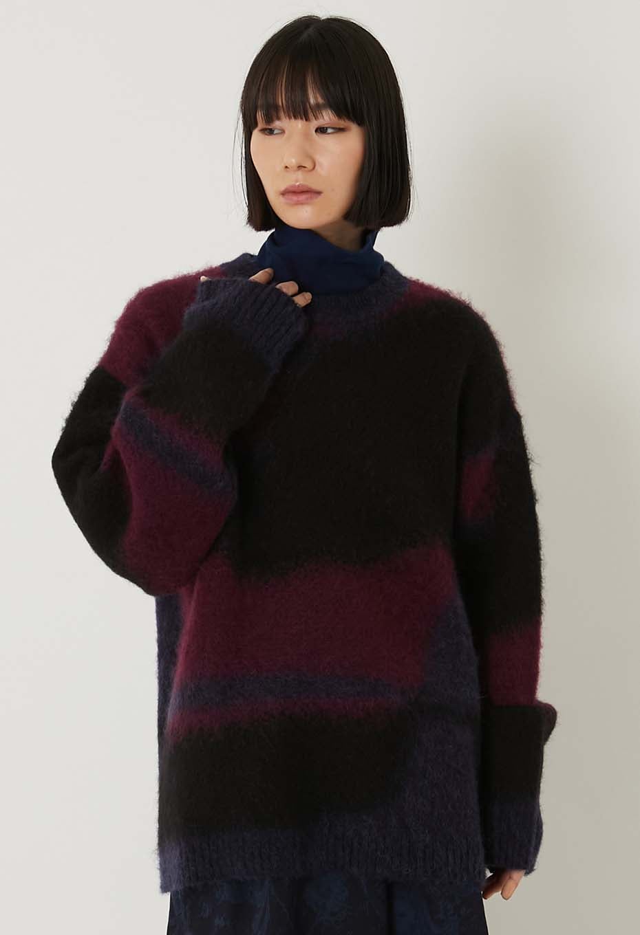 シャギーグラデーション プルオーバーニット - DARK NAVY