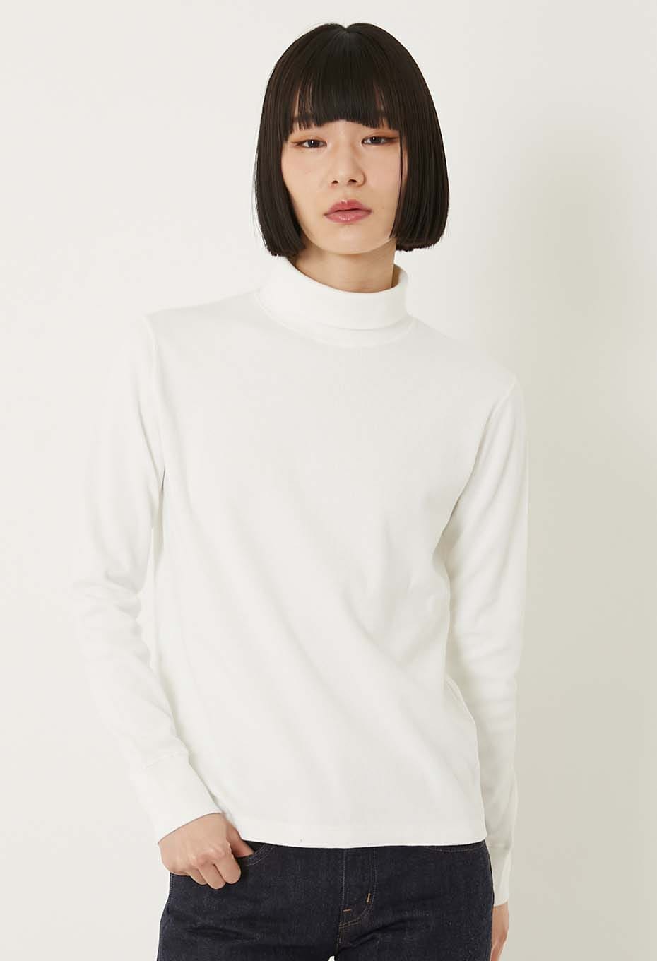 ムライトテレコ ニードルステッチ タートルネック Tシャツ ユニセックス - NATURAL