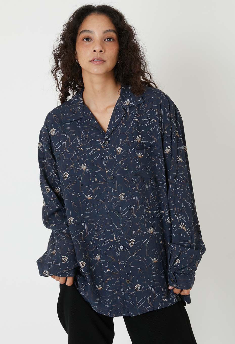 レーヨンエットカサブランカ ロングスリーブシャツ - DARK NAVY