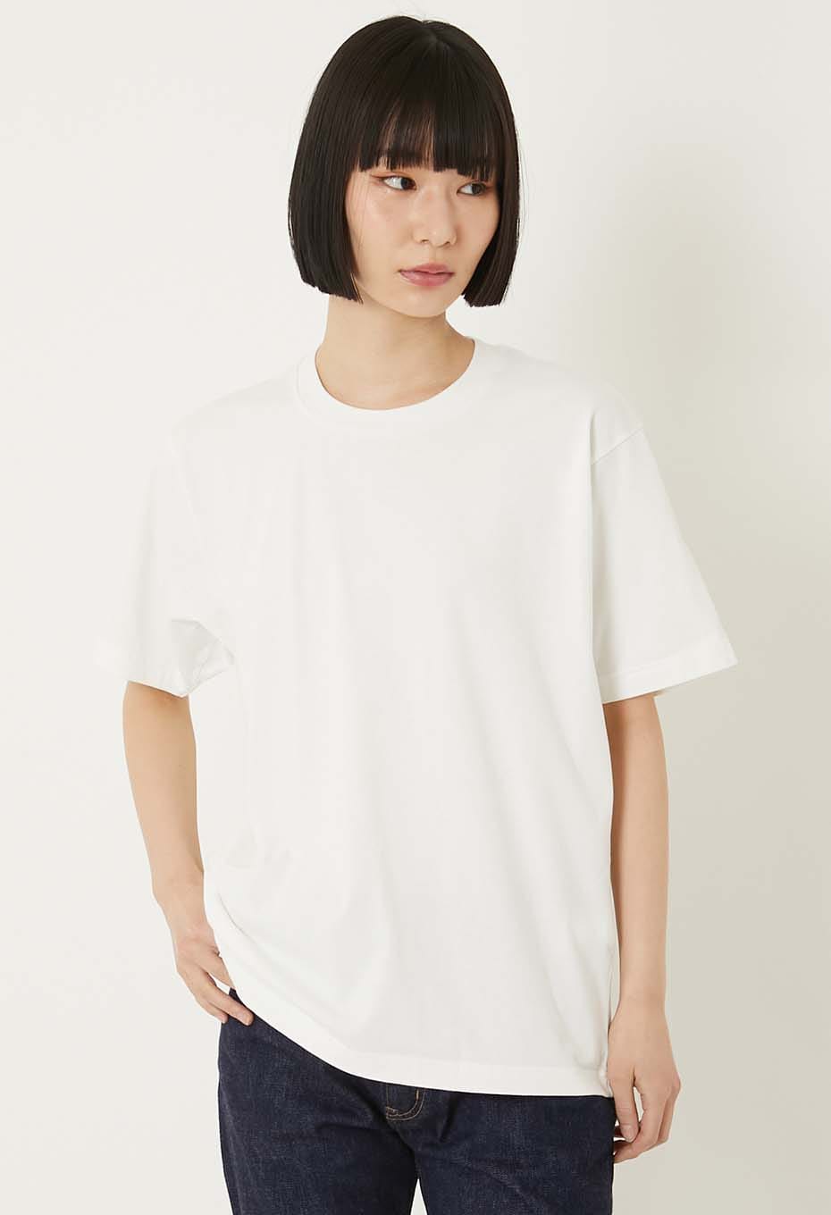 オーガニックコットン ハイゲージテンジク Tシャツ - WHITE