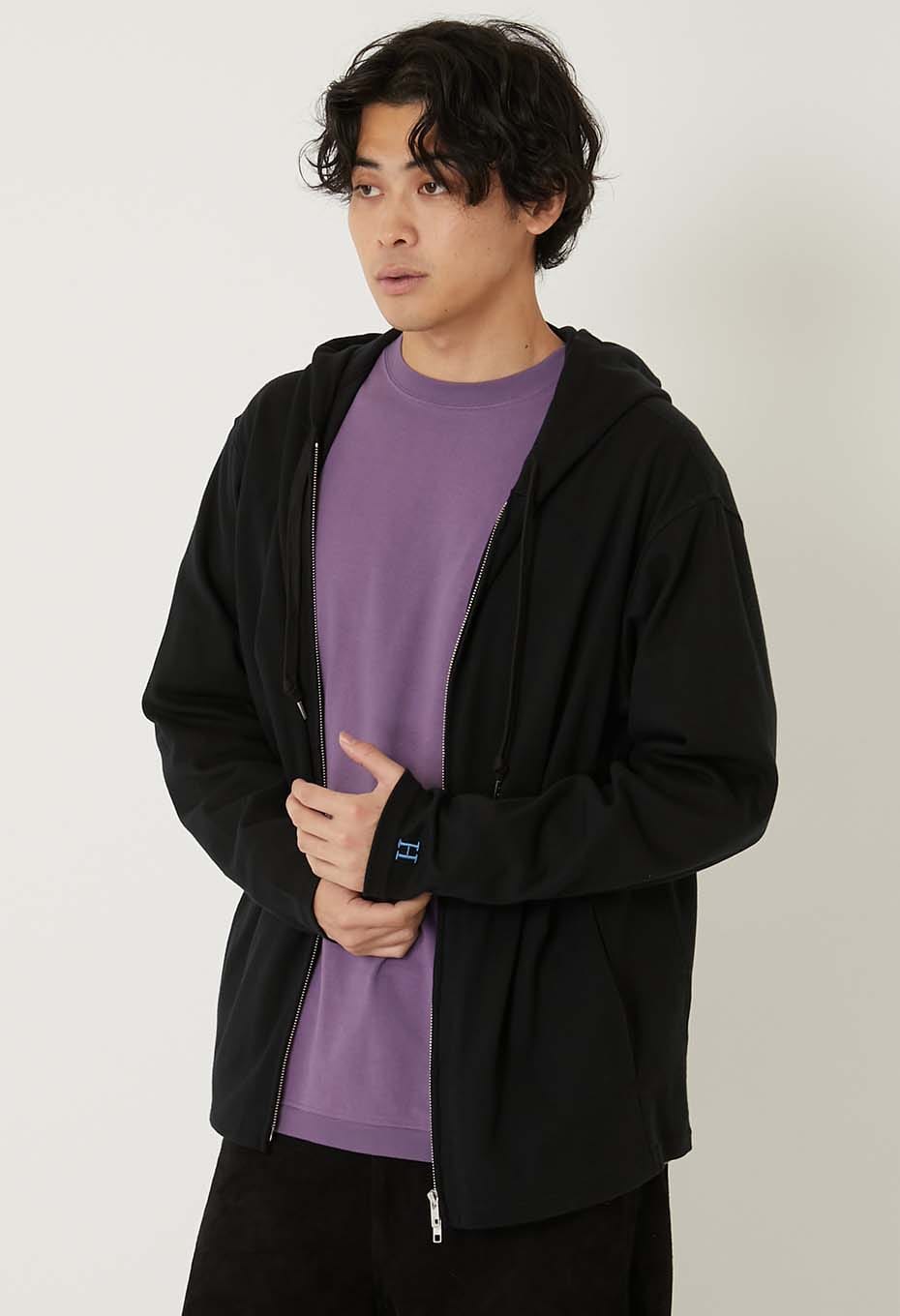 ストレッチフライス 9.5oz ZIPUP パーカー - BLACK