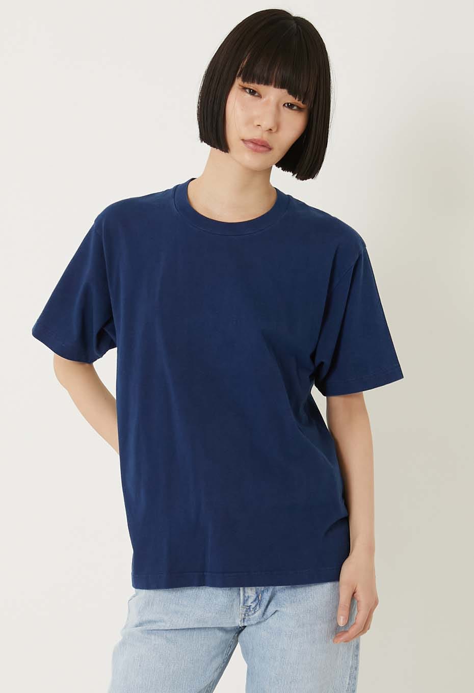 オーガニックコットン インディゴテゾメ ハイゲージテンジク Tシャツ - INDIGO