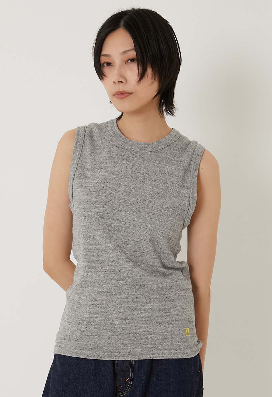 ストレッチフライス ノースリーブ Tシャツ - GREY