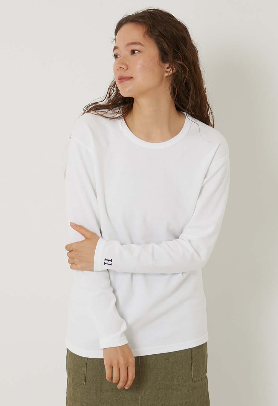 ストレッチフライス コンフォータブル ロングスリーブ Tシャツ - WHITE