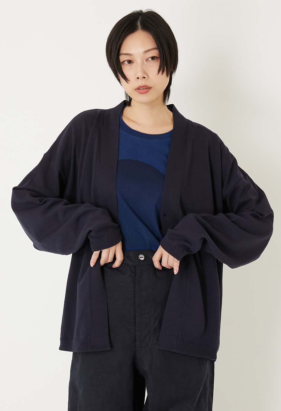 オーガニックカミイトコットン Vネックカーディガン - NAVY