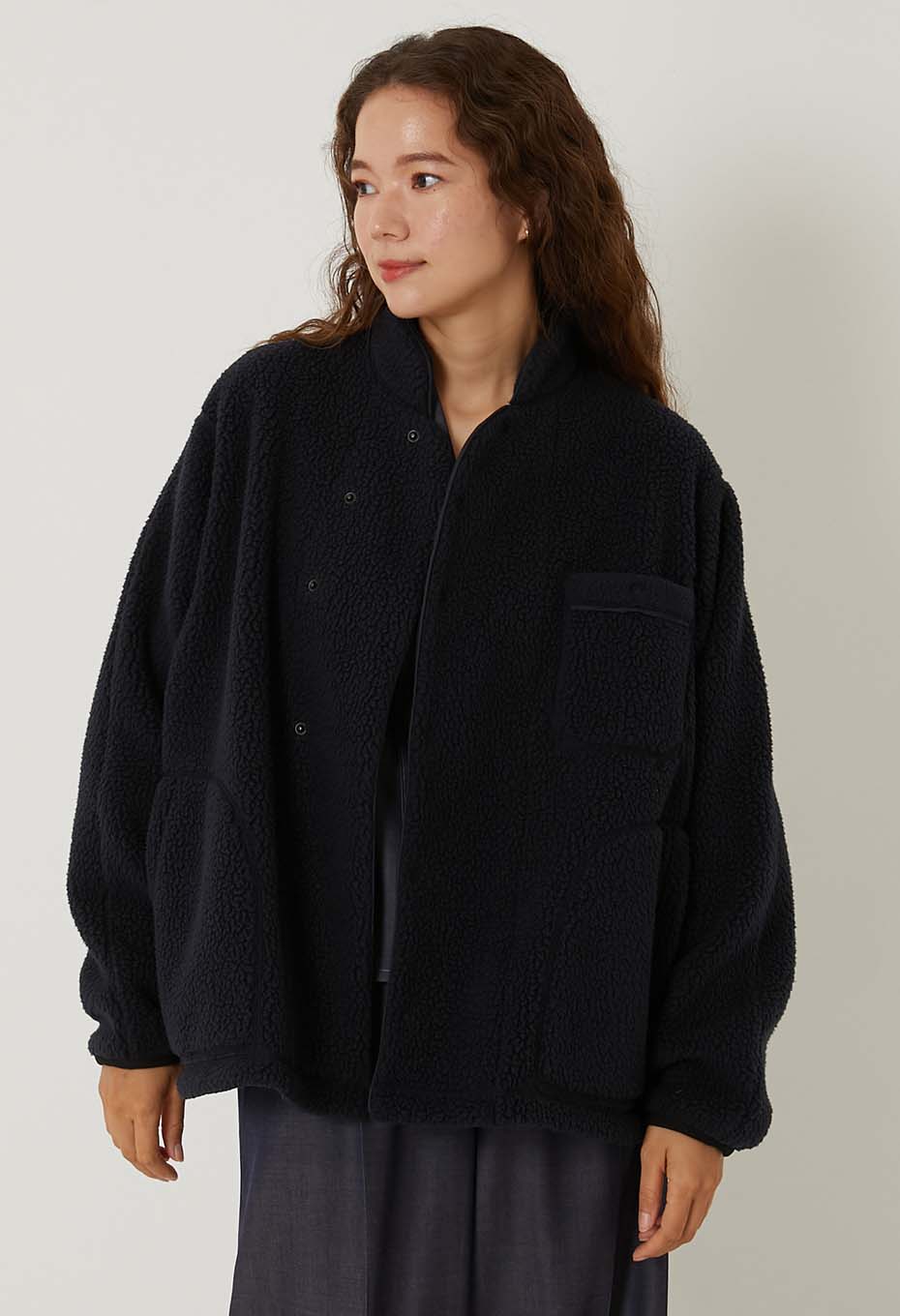 Polartec フリース スタンドカラー ジャケット ユニセックス - NAVY