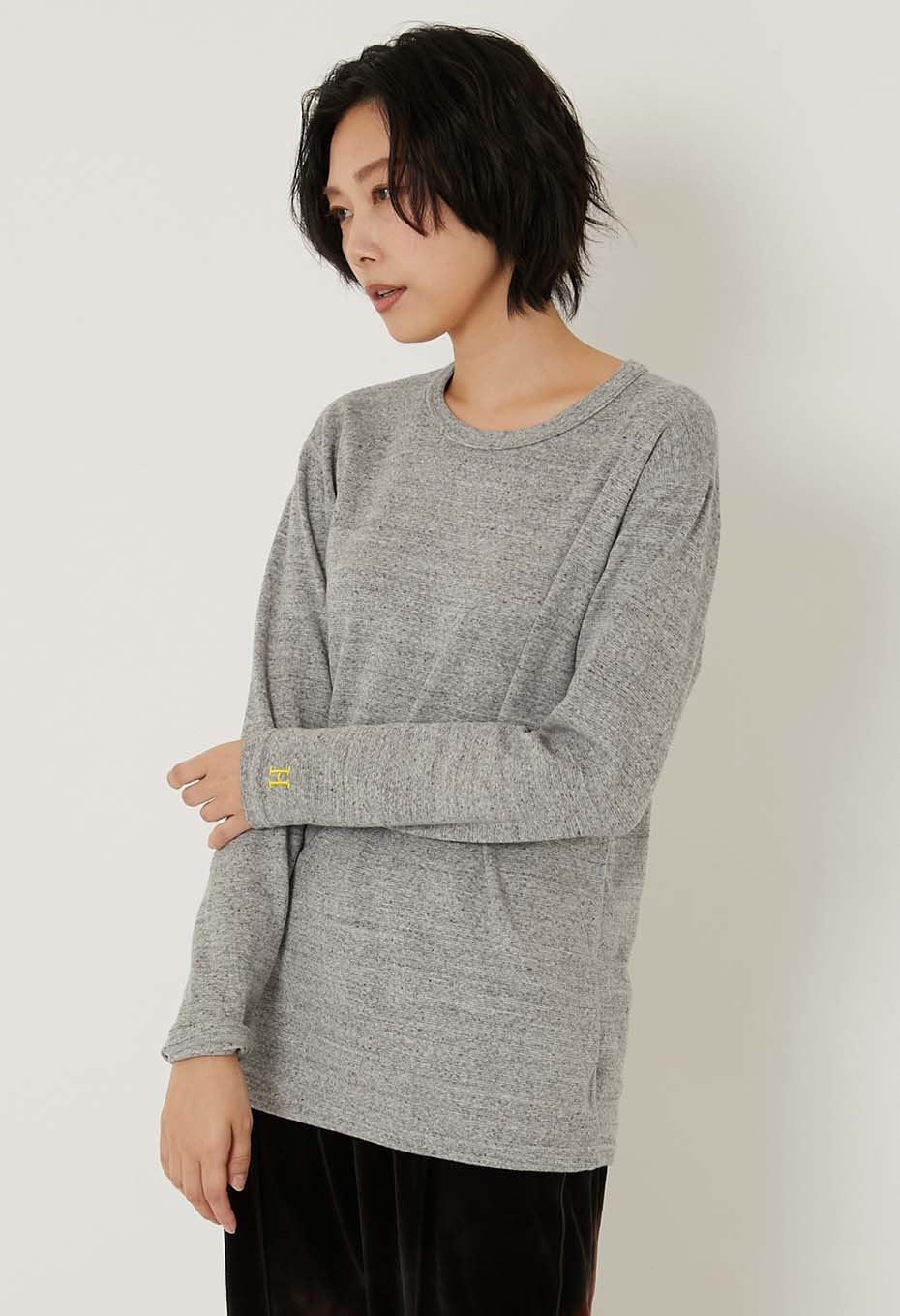 ストレッチフライス コンフォータブル ロングスリーブ Tシャツ - GREY
