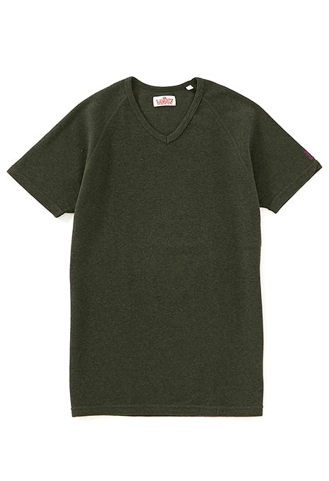 ストレッチフライス Vネックショートスリーブ Tシャツ - DARK GREEN