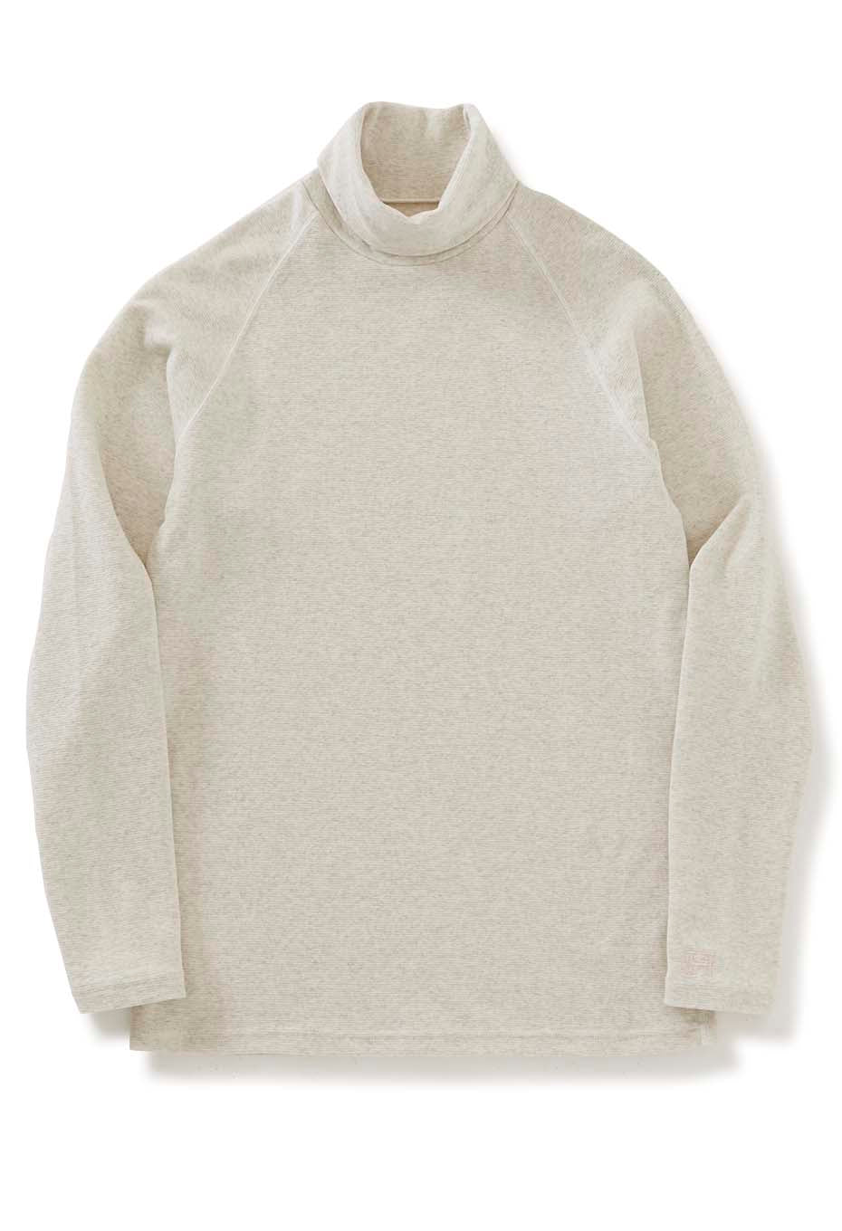 ストレッチフライス タートルネック ロングスリーブ Tシャツ - NATURAL