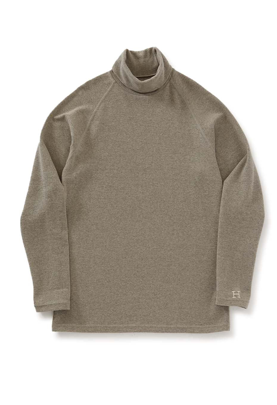 ストレッチフライス タートルネック ロングスリーブ Tシャツ - OATMEAL