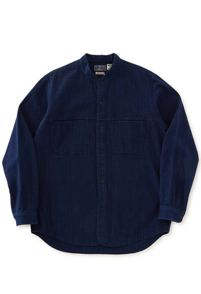 カセゾメサシコ バンドカラー ロングスリーブシャツ - INDIGO