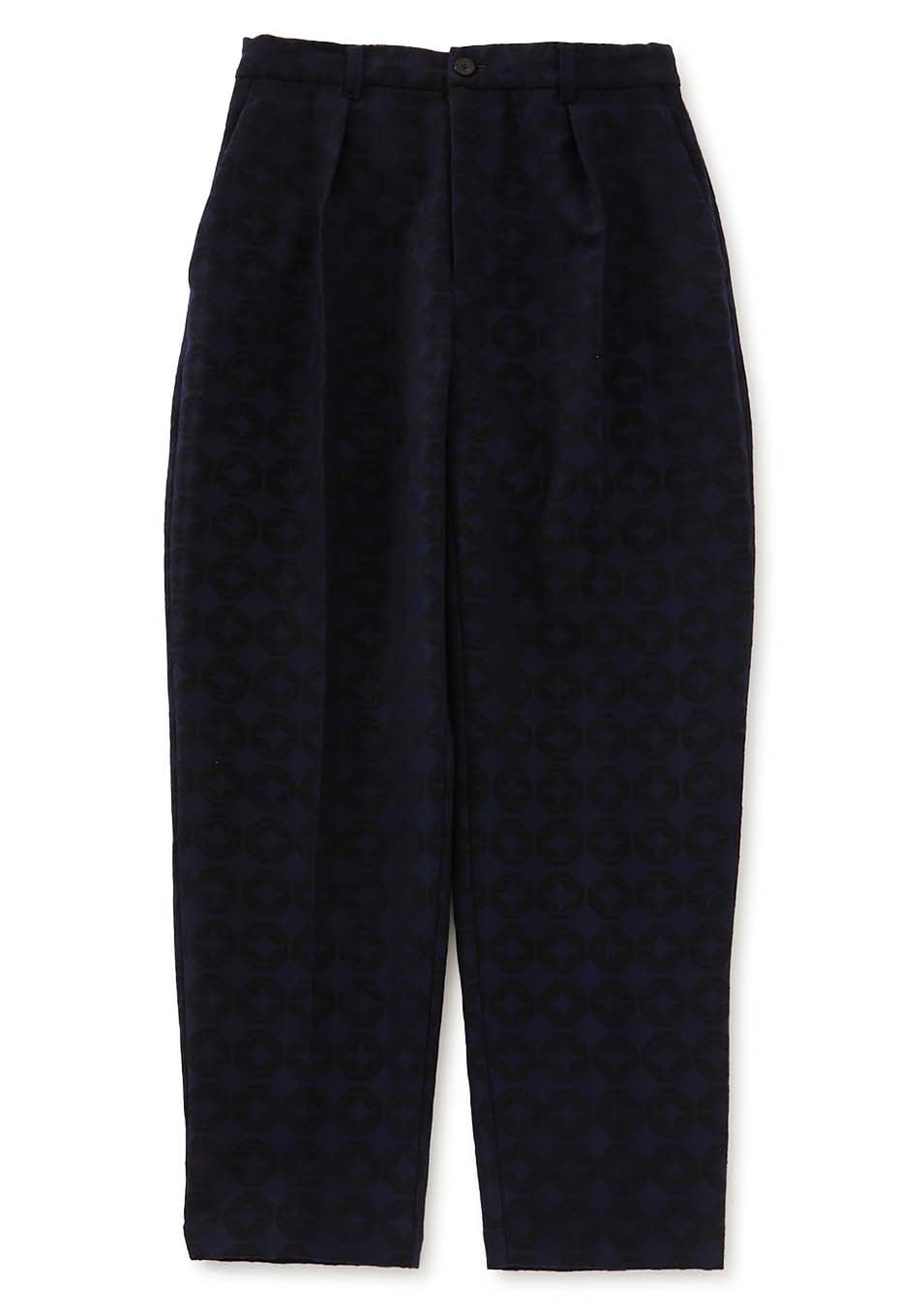 Shippou jacquard tuck draw straight pants - DARK NAVY