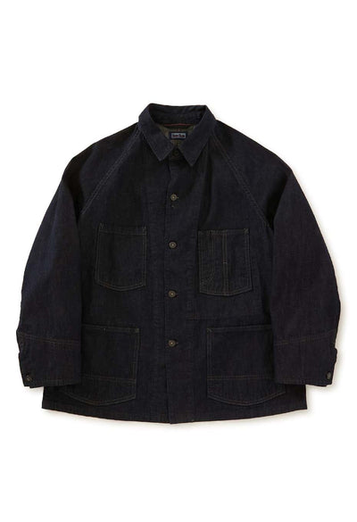 JK101 Selvedge light denim raglan sleeve coverall - INDIGO