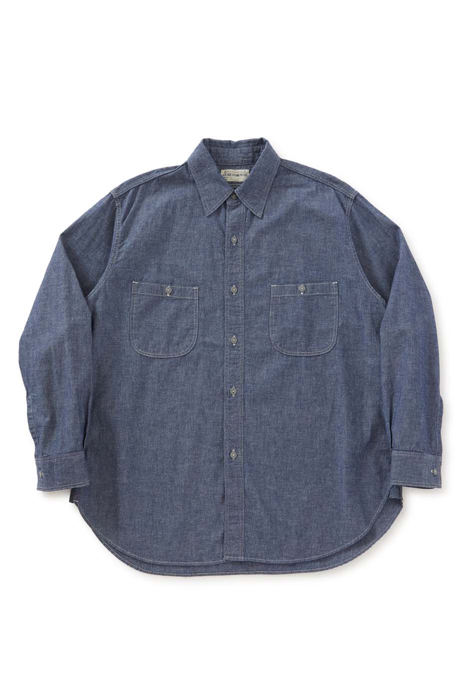 US NAVY シャンブレーロングスリーブシャツ - BLUE