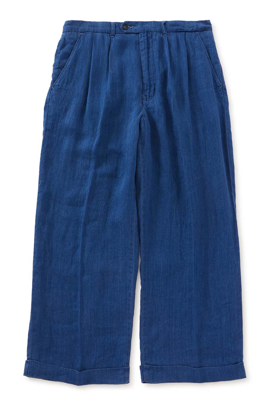 インディゴリネン ハイカウントツイル 2タックワイドトラウザーズ - INDIGO