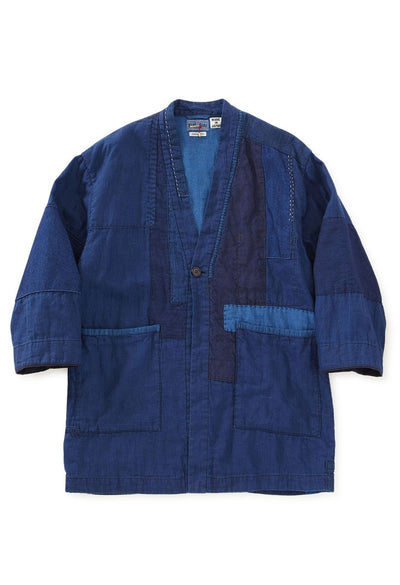 Indigo linen nenrin haori jacket - INDIGO