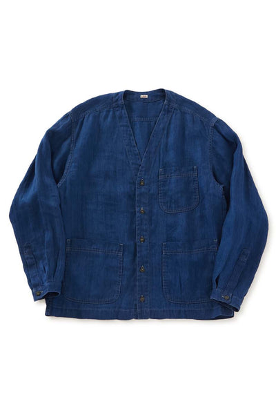 インディゴリネン ハイカウントツイル シャツカーディガン - INDIGO