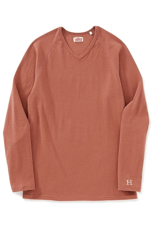 ストレッチフライス Vネックロングスリーブ Tシャツ - COCOA