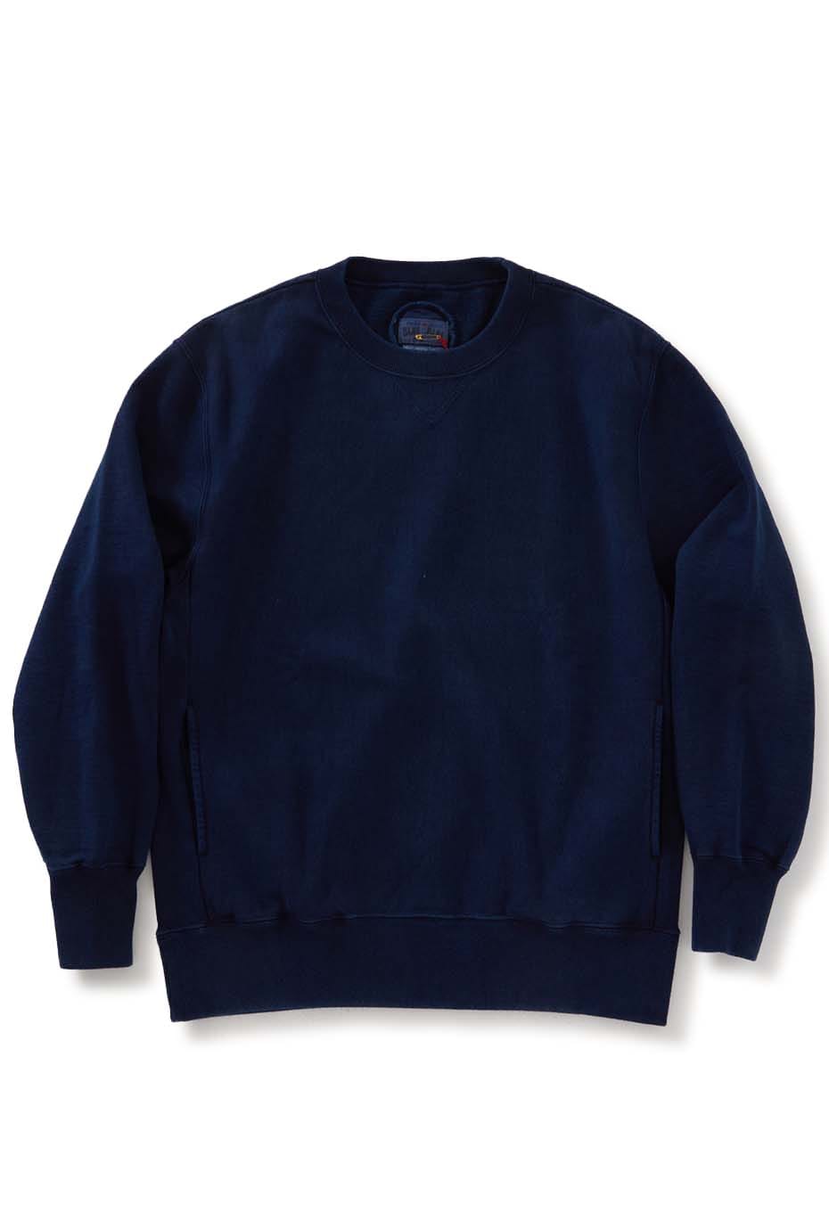 オーガニックウラケ テゾメ クルーネック スウェットシャツ - INDIGO