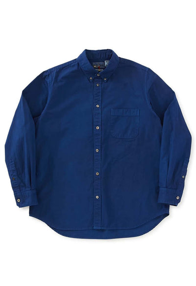Fine Ox Woven Pure Indigo  Button-down long sleeve shirt - INDIGO