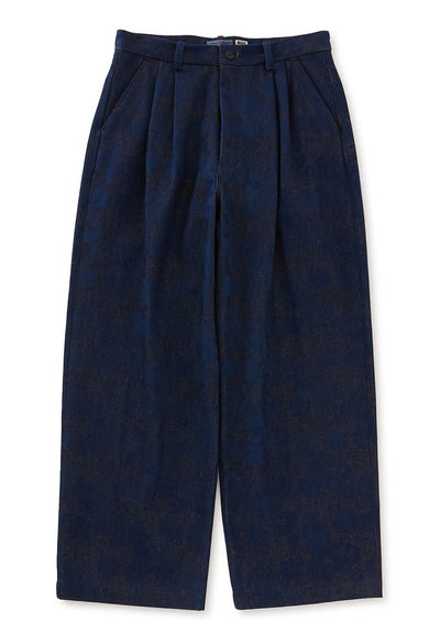 Chukubatsu Denim Tsujigahana Tuck Wide Pants - INDIGO