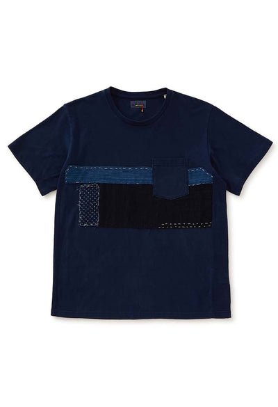 Indigo Tezome patchwork T-shirt - INDIGO