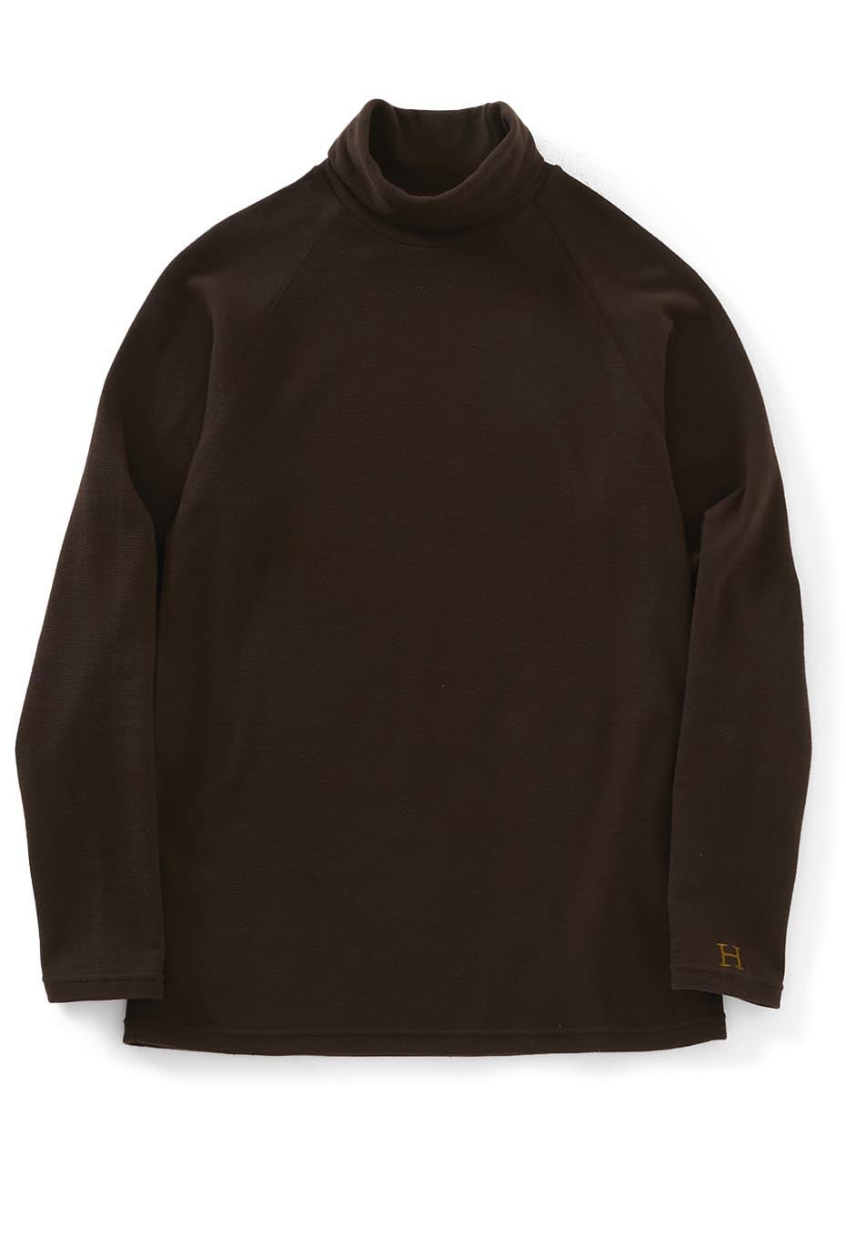 ストレッチフライス タートルネック ロングスリーブ Tシャツ - CHOCO