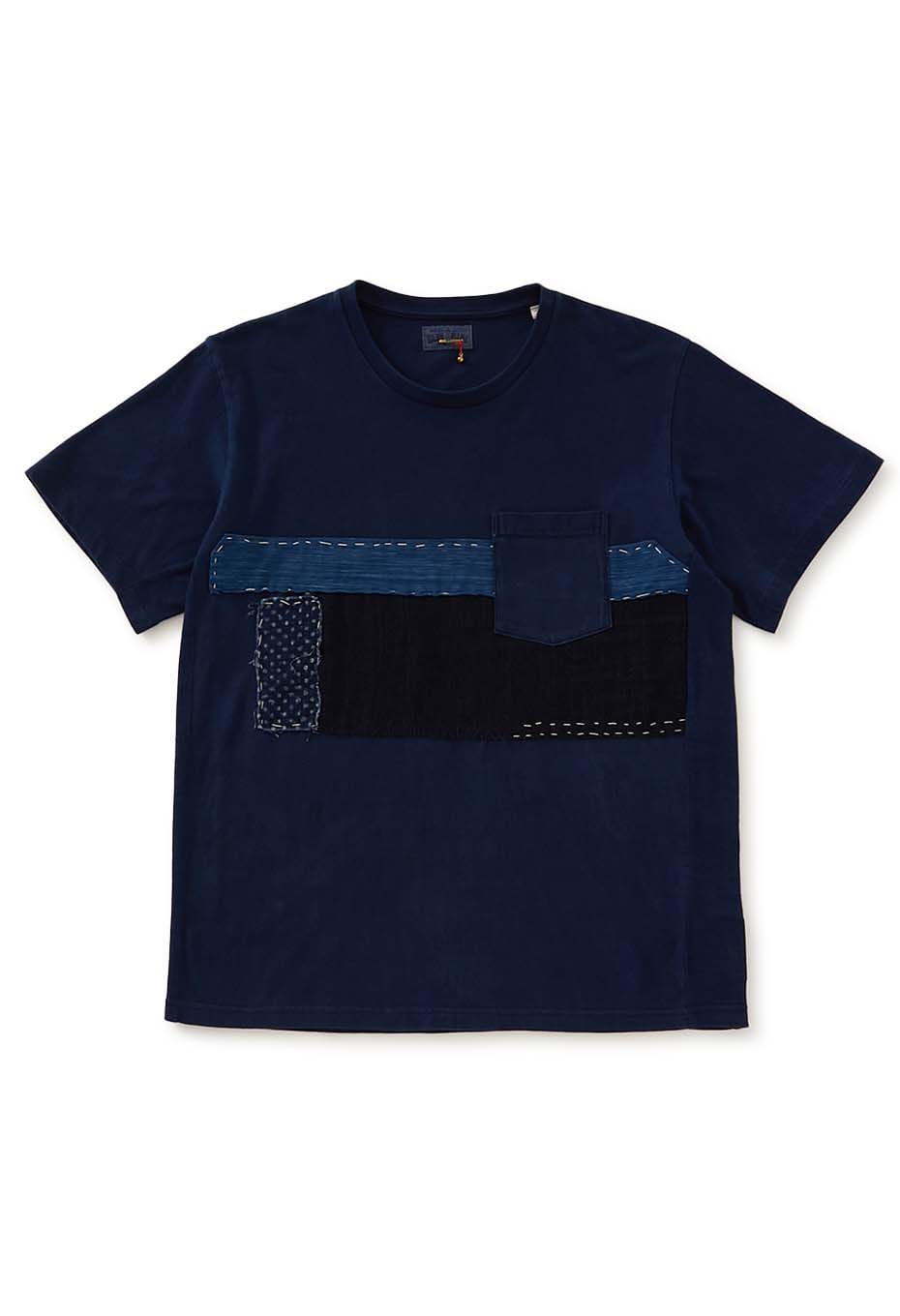 インディゴテゾメ パッチワーク Tシャツ - INDIGO