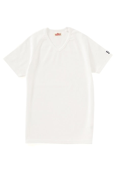 ストレッチフライス Vネックショートスリーブ Tシャツ - WHITE