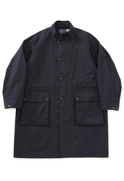 Indigo nylon satin field coat - INDIGO