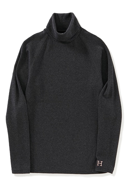 ストレッチフライス タートルネック ロングスリーブ Tシャツ - DARK GREY