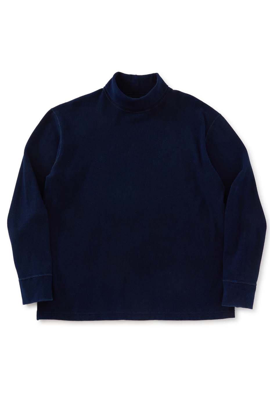 ムライトテレコ テゾメ ニードルステッチ タートルネック Tシャツ ユニセックス - INDIGO