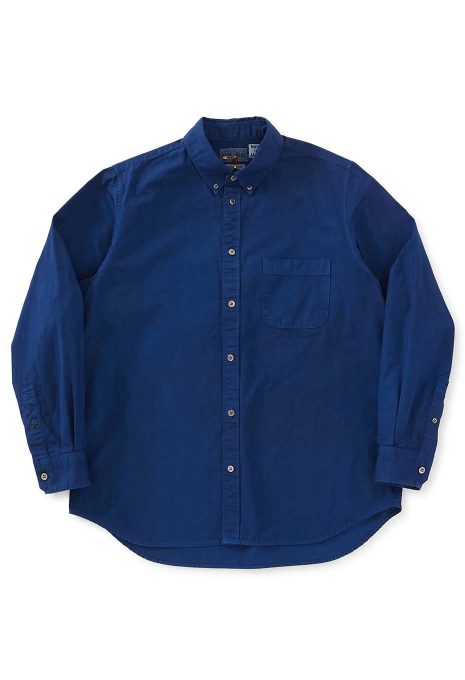 fine ox Woven Pure Indigo  Button-down long sleeve shirt - INDIGO