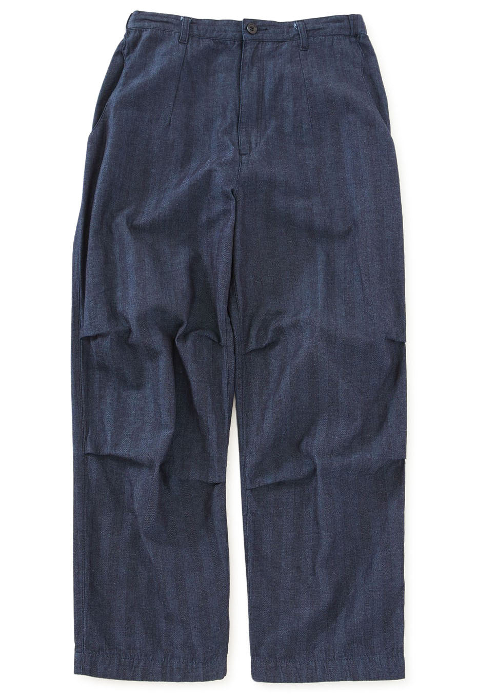 インディゴミックスヘリンボーン ニータックパンツ - INDIGO