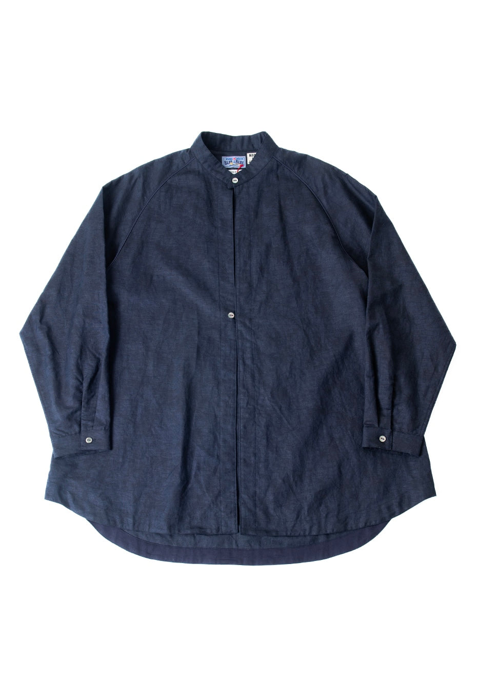 リネンミックスガラスパターン グランパシャツ - DARK NAVY