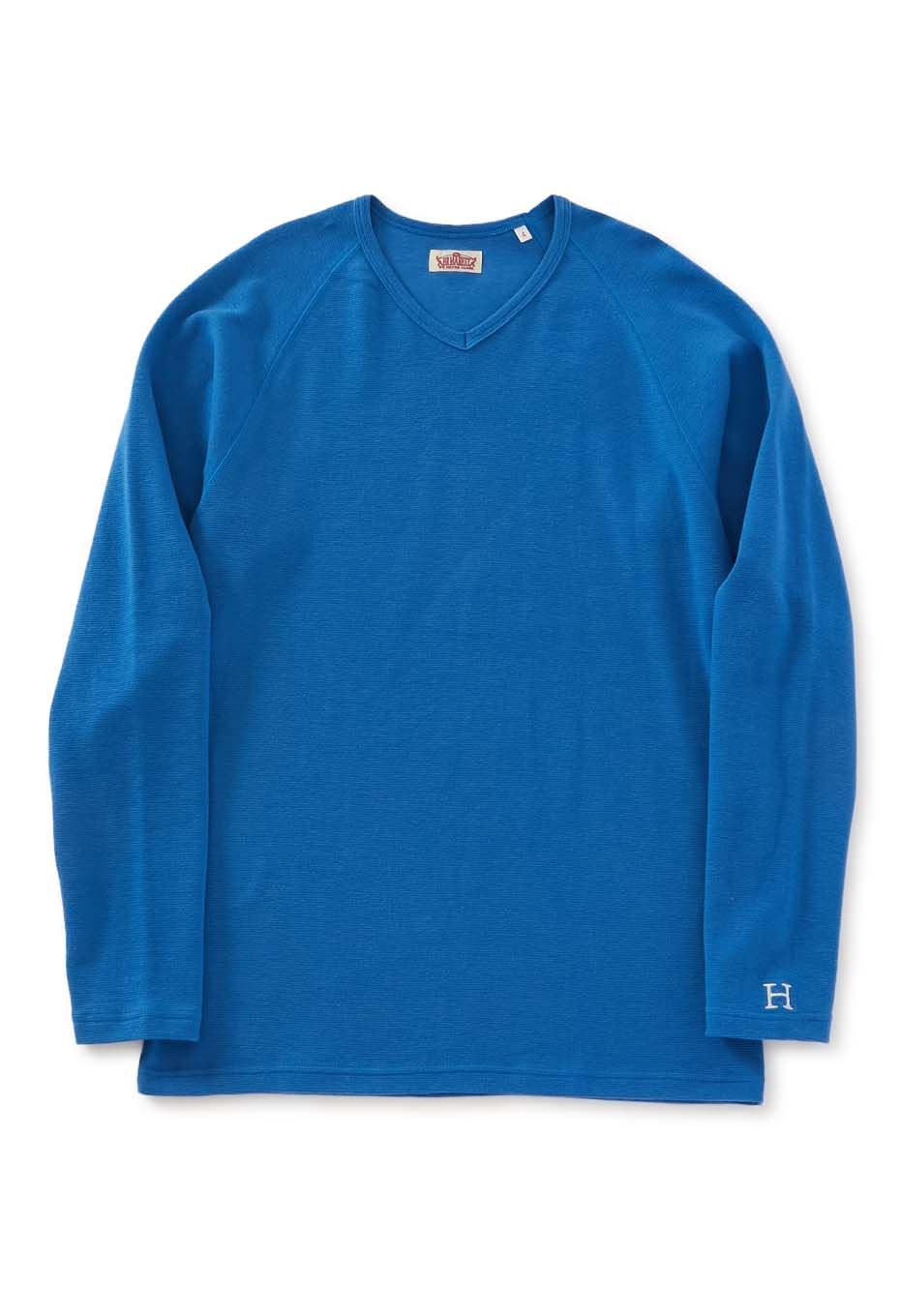 ストレッチフライス Vネックロングスリーブ Tシャツ - ROYAL BLUE